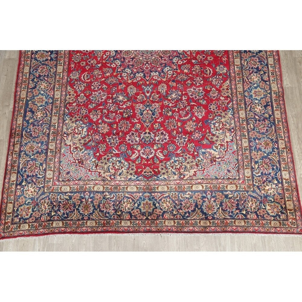 Najafabad Floral Medallion Traditional Handmade Wool Persian Area Rug - 13'10" x 9'8"
