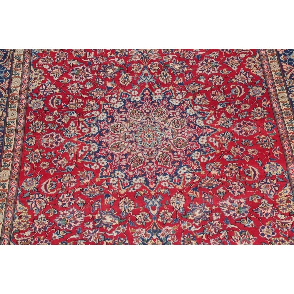 Najafabad Floral Medallion Traditional Handmade Wool Persian Area Rug - 13'10" x 9'8"
