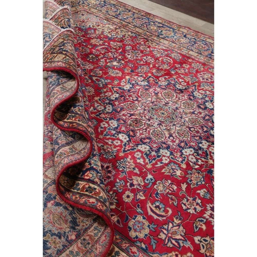 Najafabad Floral Medallion Traditional Handmade Wool Persian Area Rug - 13'10" x 9'8"
