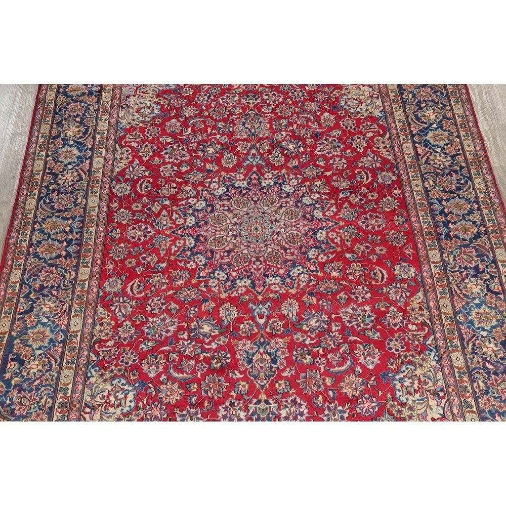 Najafabad Floral Medallion Traditional Handmade Wool Persian Area Rug - 13'10" x 9'8"