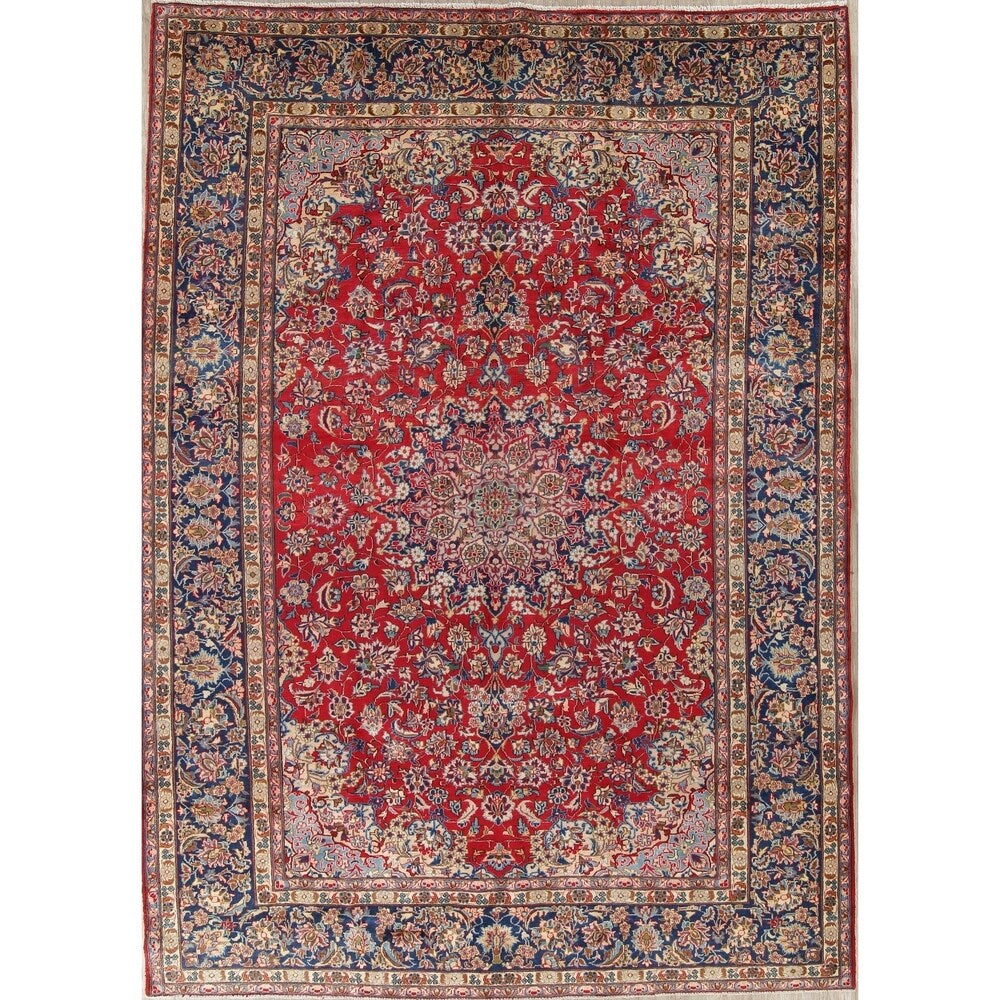 Najafabad Floral Medallion Traditional Handmade Wool Persian Area Rug - 13'10" x 9'8"