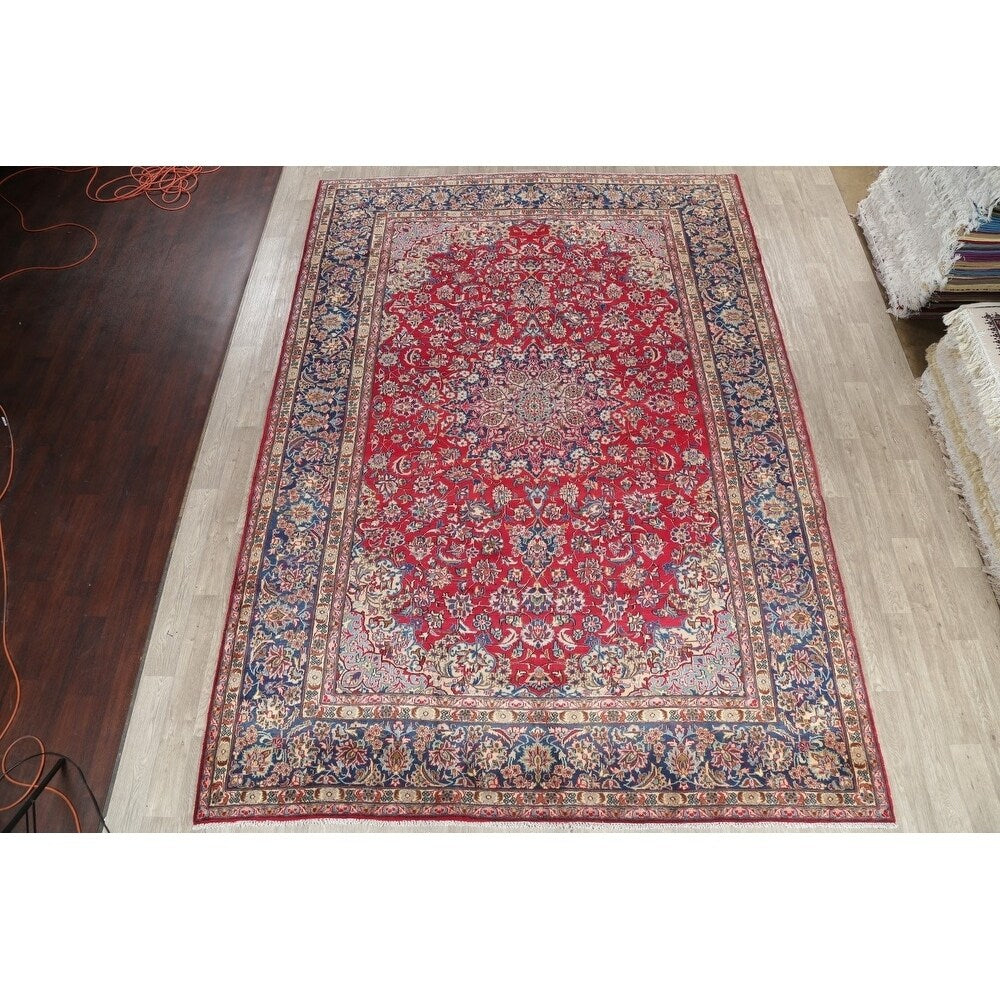 Najafabad Floral Medallion Traditional Handmade Wool Persian Area Rug - 13'10" x 9'8"