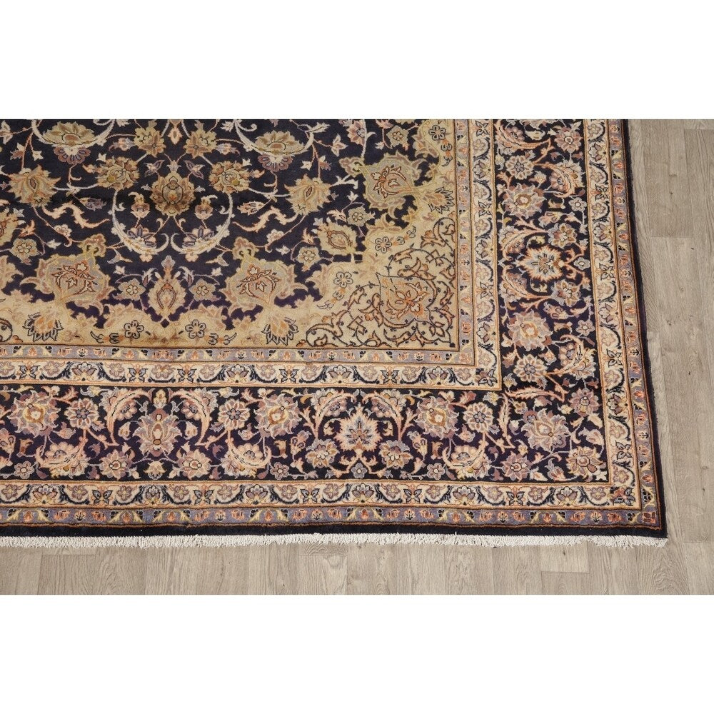 Najafabad Medallion Abrash Hand Knotted Wool Vintage Persian Area Rug - 15'11" x 10'2"