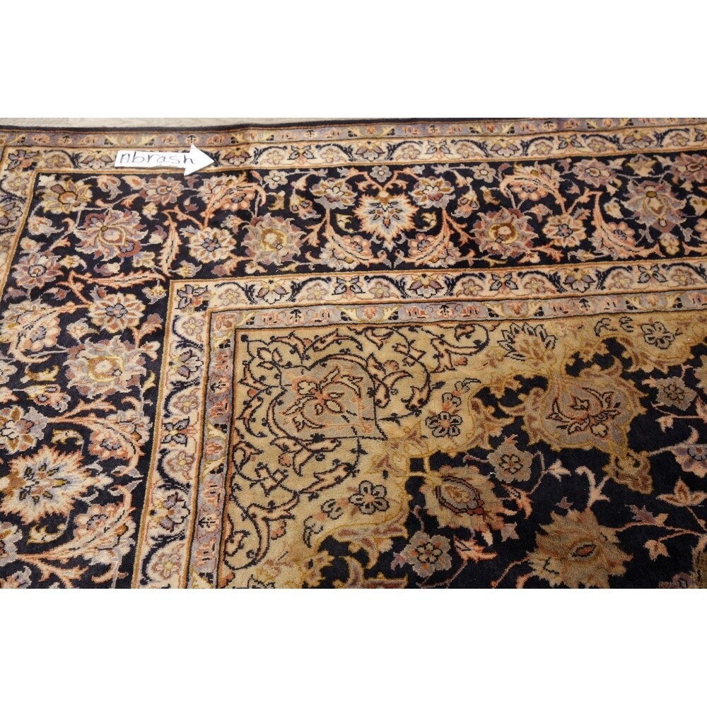 Najafabad Medallion Abrash Hand Knotted Wool Vintage Persian Area Rug - 15'11" x 10'2"