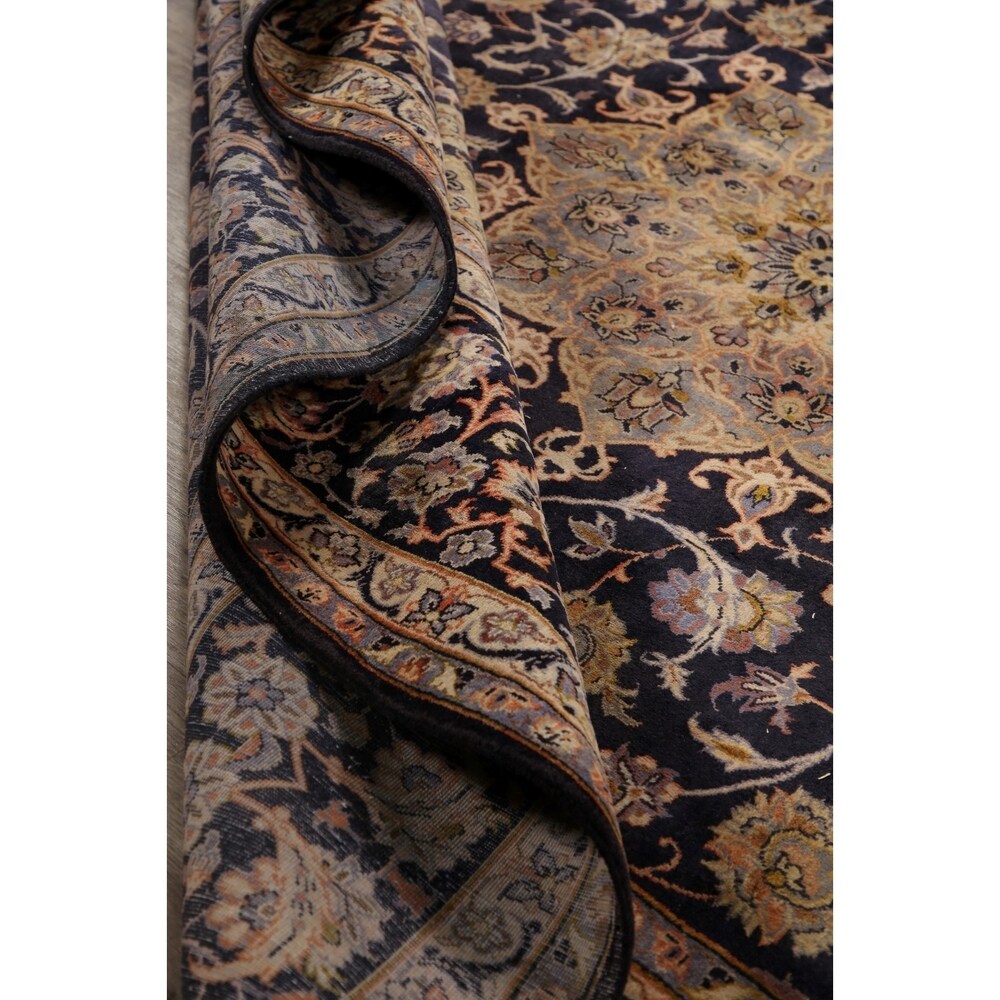 Najafabad Medallion Abrash Hand Knotted Wool Vintage Persian Area Rug - 15'11" x 10'2"