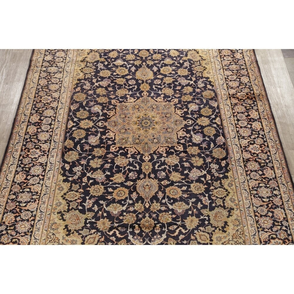 Najafabad Medallion Abrash Hand Knotted Wool Vintage Persian Area Rug - 15'11" x 10'2"