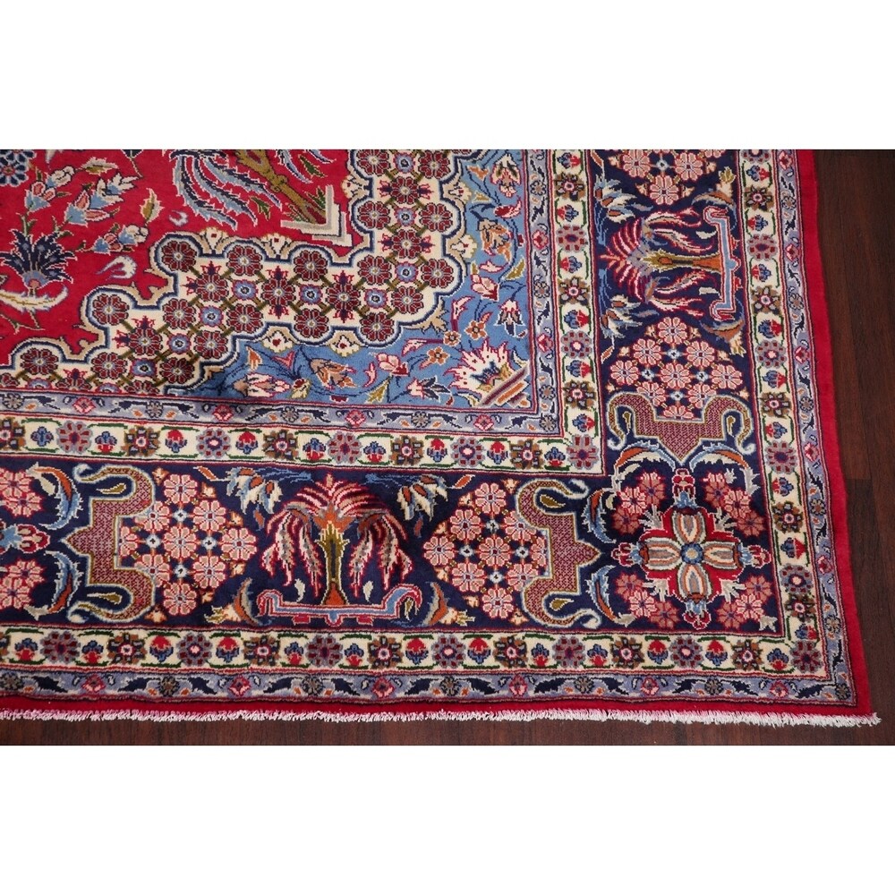 Najafabad Medallion Oriental Handmade Wool Vintage Persian Area Rug - 13'3" x 9'6"