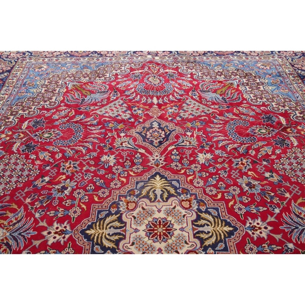 Najafabad Medallion Oriental Handmade Wool Vintage Persian Area Rug - 13'3" x 9'6"