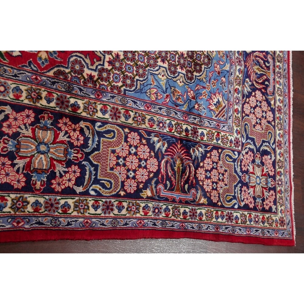 Najafabad Medallion Oriental Handmade Wool Vintage Persian Area Rug - 13'3" x 9'6"