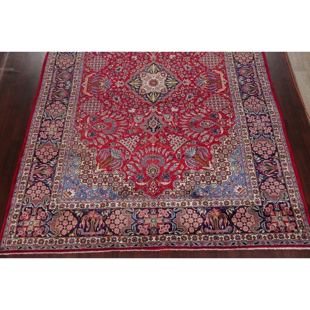 Najafabad Medallion Oriental Handmade Wool Vintage Persian Area Rug - 13'3" x 9'6"