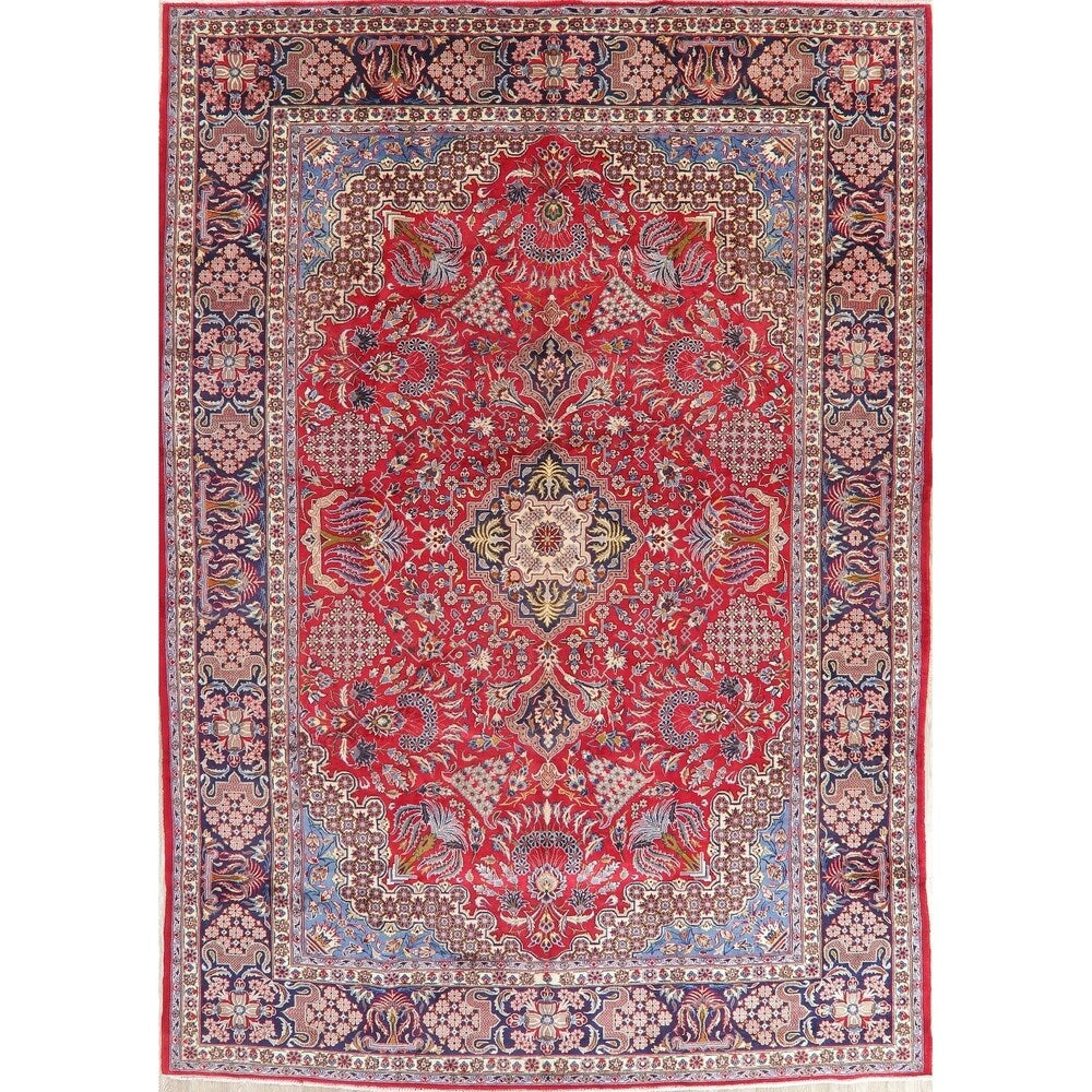 Najafabad Medallion Oriental Handmade Wool Vintage Persian Area Rug - 13'3" x 9'6"