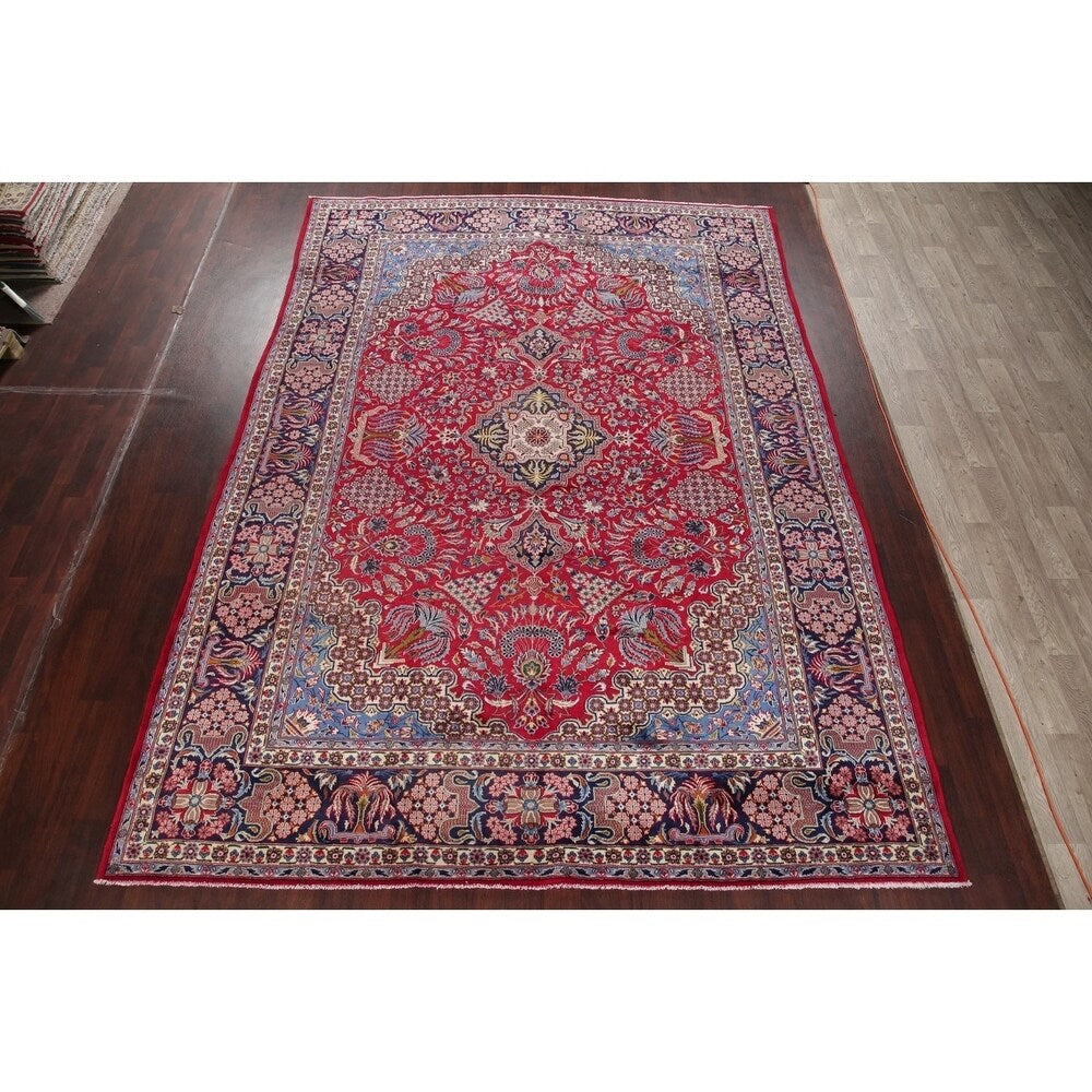 Najafabad Medallion Oriental Handmade Wool Vintage Persian Area Rug - 13'3" x 9'6"
