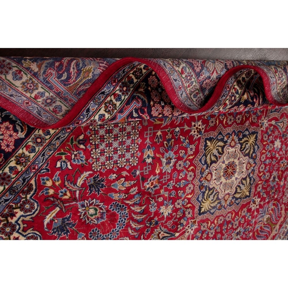 Najafabad Medallion Oriental Handmade Wool Vintage Persian Area Rug - 13'3" x 9'6"