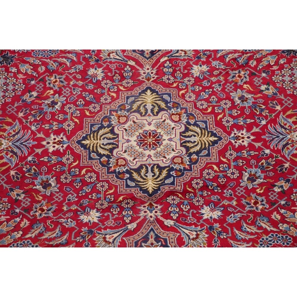 Najafabad Medallion Oriental Handmade Wool Vintage Persian Area Rug - 13'3" x 9'6"