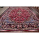 Najafabad Medallion Oriental Handmade Wool Vintage Persian Area Rug - 13'3" x 9'6"