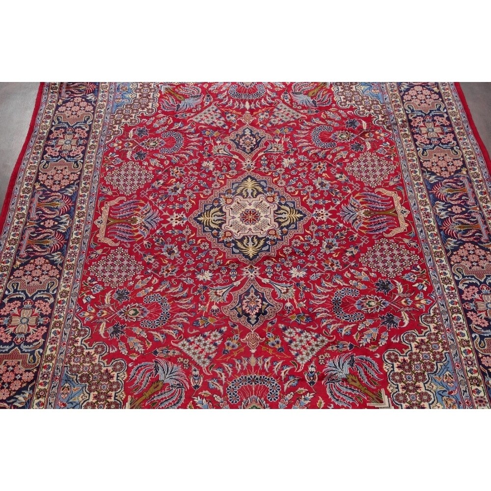 Najafabad Medallion Oriental Handmade Wool Vintage Persian Area Rug - 13'3" x 9'6"