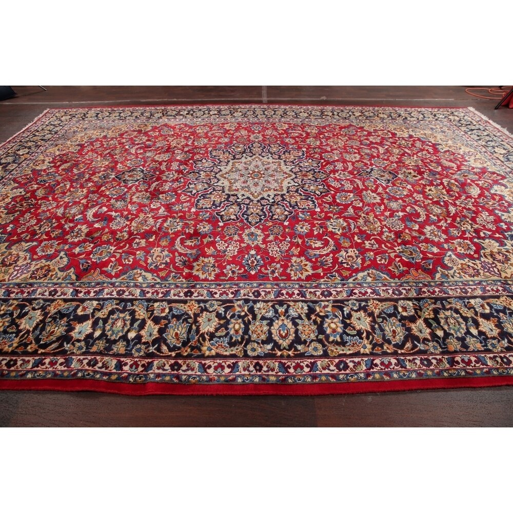 Najafabad Medallion Oriental Vintage Handmade Wool Persian Area Rug - 14'1" x 10'2"
