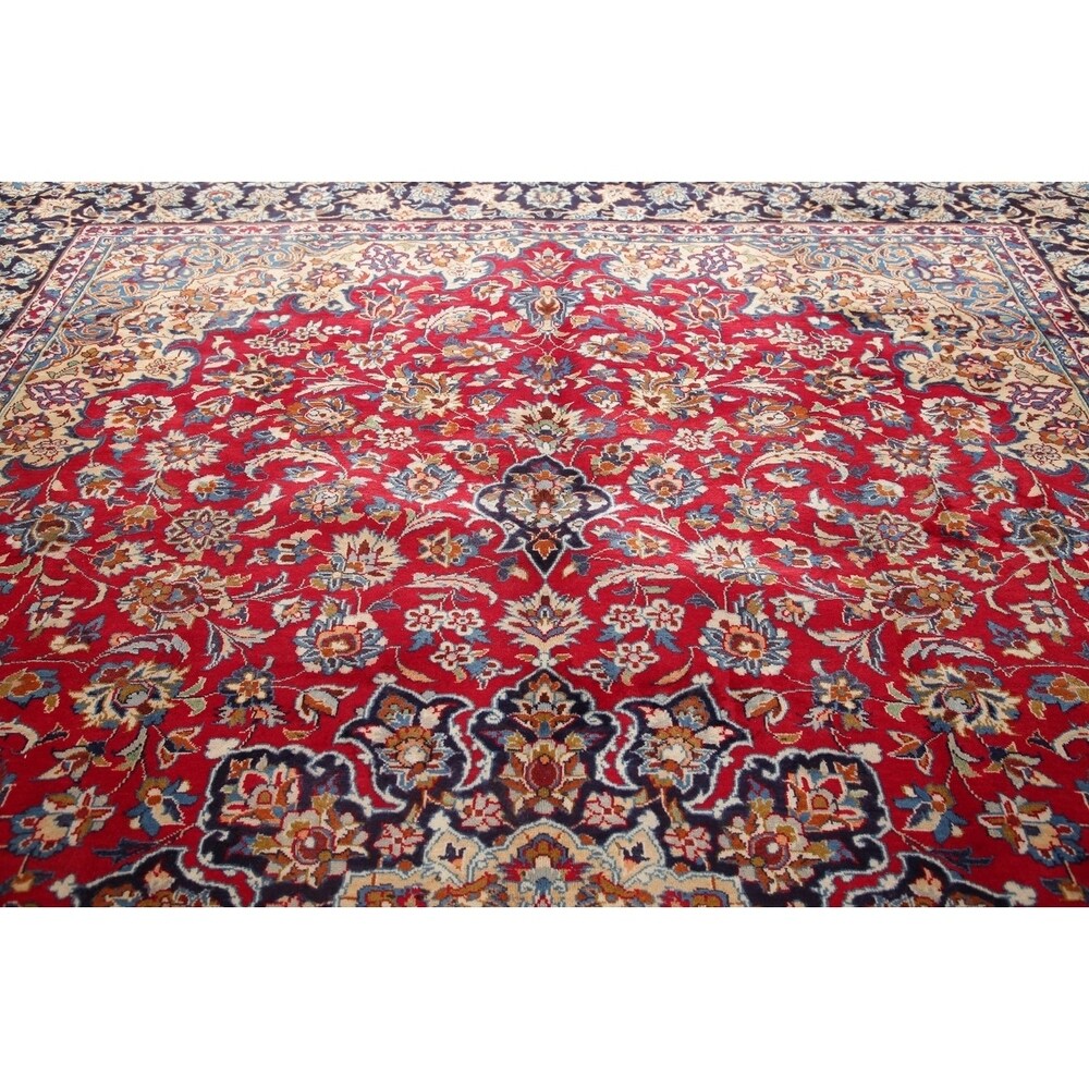 Najafabad Medallion Oriental Vintage Handmade Wool Persian Area Rug - 14'1" x 10'2"