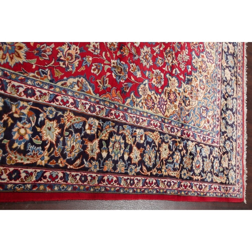 Najafabad Medallion Oriental Vintage Handmade Wool Persian Area Rug - 14'1" x 10'2"