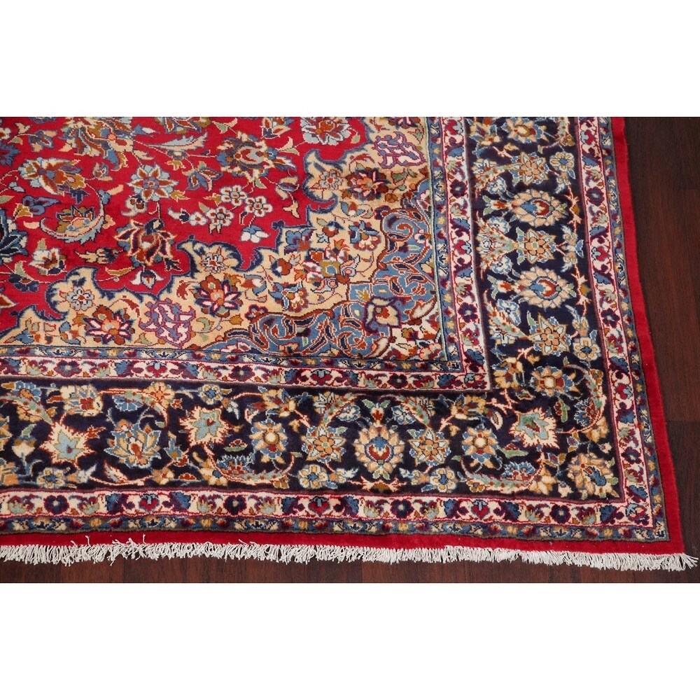 Najafabad Medallion Oriental Vintage Handmade Wool Persian Area Rug - 14'1" x 10'2"