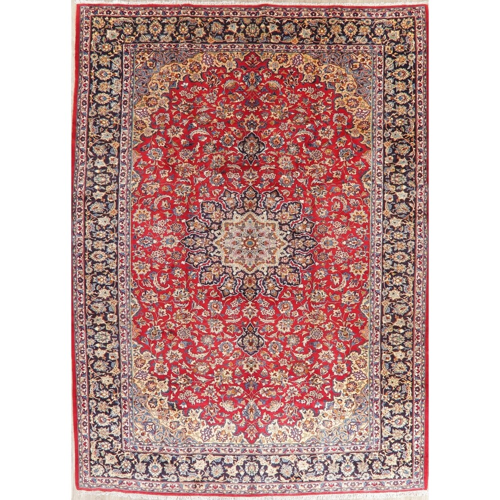 Najafabad Medallion Oriental Vintage Handmade Wool Persian Area Rug - 14'1" x 10'2"