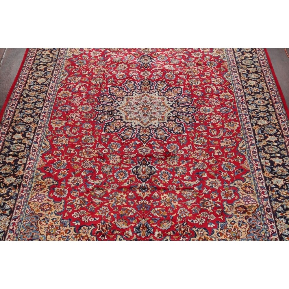 Najafabad Medallion Oriental Vintage Handmade Wool Persian Area Rug - 14'1" x 10'2"