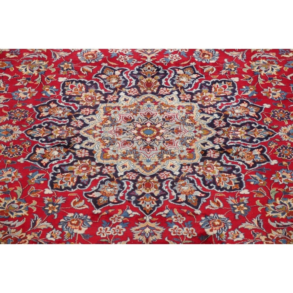 Najafabad Medallion Oriental Vintage Handmade Wool Persian Area Rug - 14'1" x 10'2"