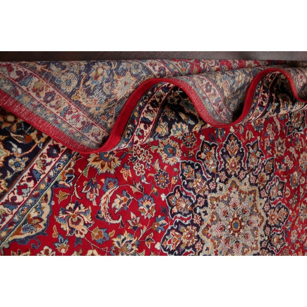 Najafabad Medallion Oriental Vintage Handmade Wool Persian Area Rug - 14'1" x 10'2"