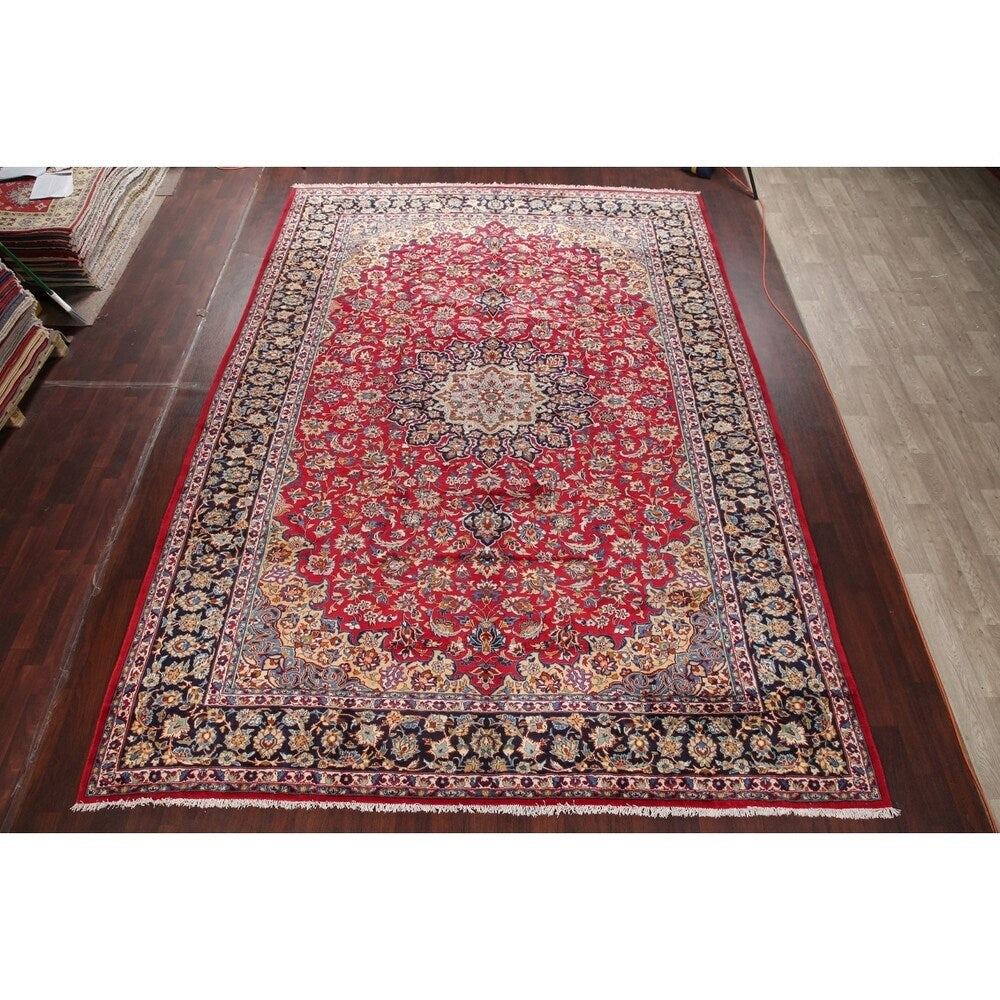 Najafabad Medallion Oriental Vintage Handmade Wool Persian Area Rug - 14'1" x 10'2"