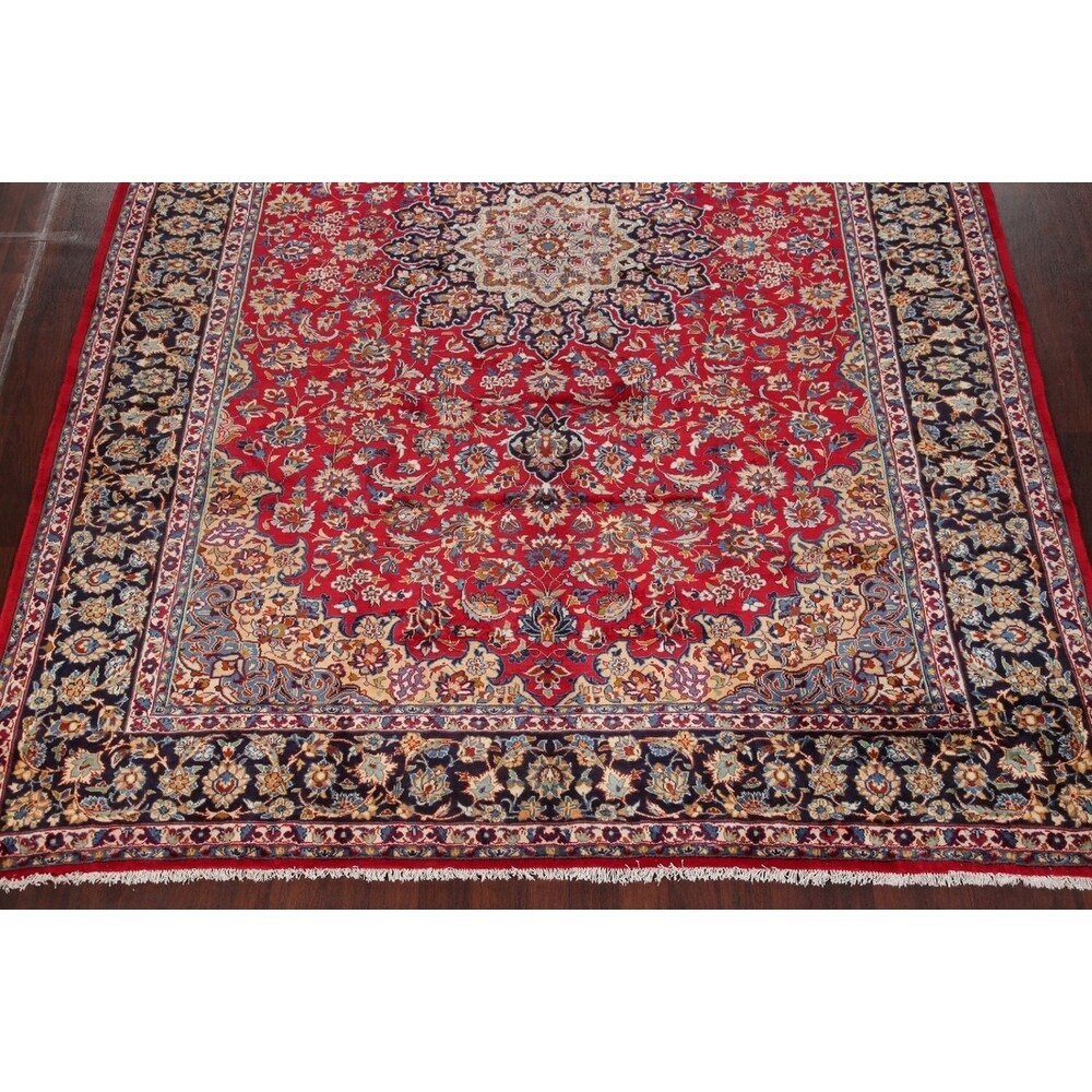 Najafabad Medallion Oriental Vintage Handmade Wool Persian Area Rug - 14'1" x 10'2"
