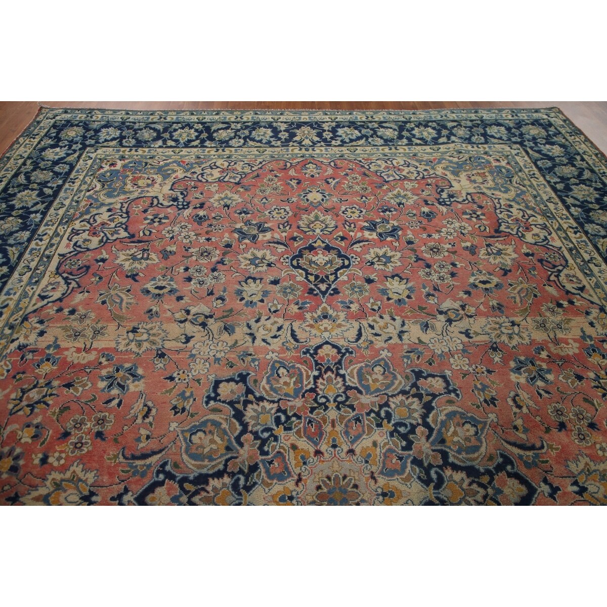 Najafabad Persian Large Vintage Area Rug Handmade Wool Carpet - 9'10" x 13'10"