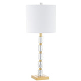 Nala 28.5" Crystal LED Table Lamp, Clear/Brass (Set of 2) by JONATHAN Y