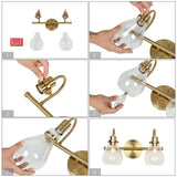 Nalia Modern Brass Gold Bathroom Vanity Light Linear Glass Wall Sconces for Powder Room
