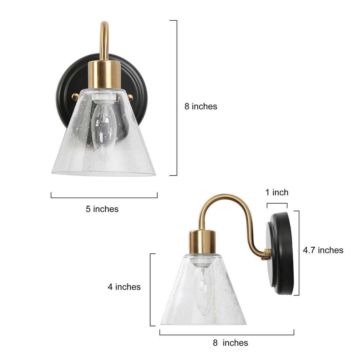 Nalia Modern Brass1-Light Wall Sconces Dimmable French Country Glass Bathroom Vanity Light