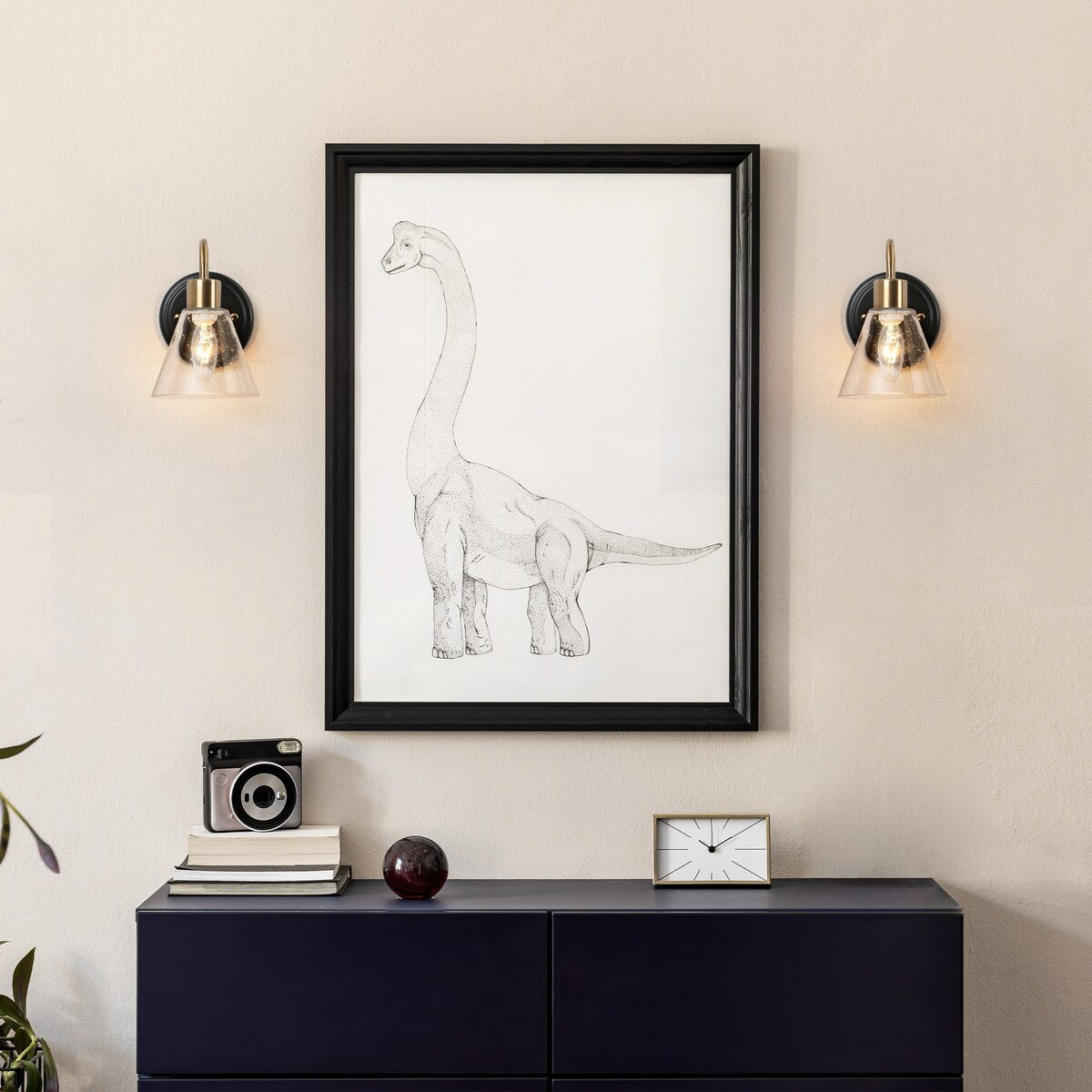 Nalia Modern Brass1-Light Wall Sconces Dimmable French Country Glass Bathroom Vanity Light