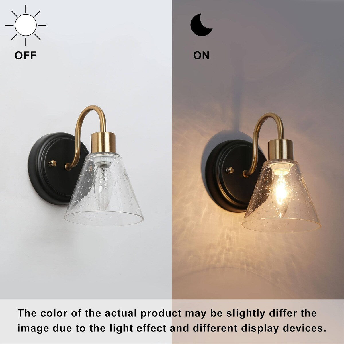 Nalia Modern Brass1-Light Wall Sconces Dimmable French Country Glass Bathroom Vanity Light