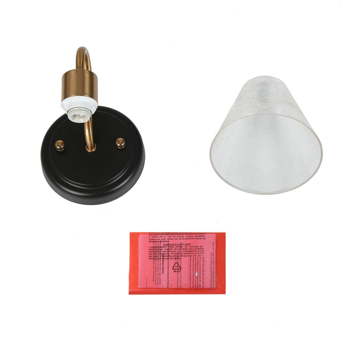Nalia Modern Brass1-Light Wall Sconces Dimmable French Country Glass Bathroom Vanity Light