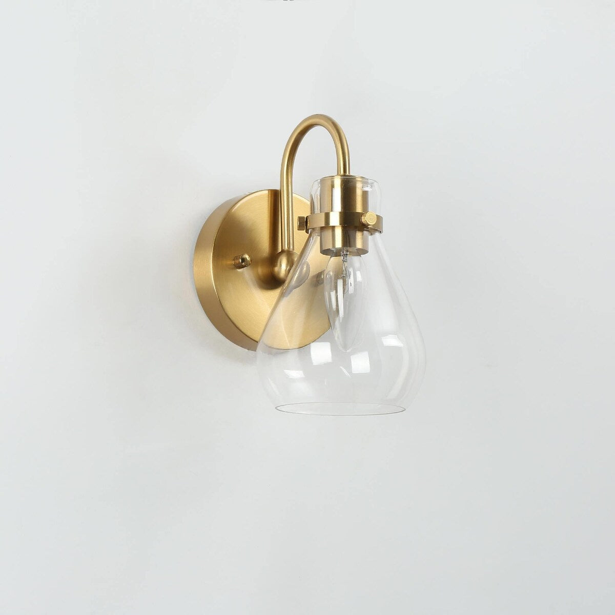 Nalia Modern Brass1-Light Wall Sconces Dimmable French Country Glass Bathroom Vanity Light