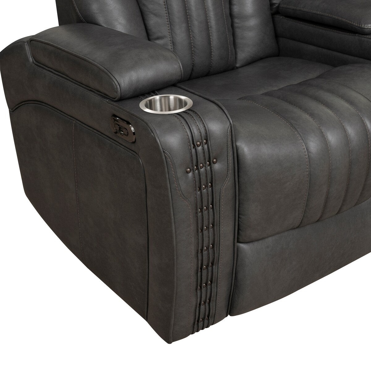 Nalo Power Recliner with Cup Holders, Gunmetal Grey