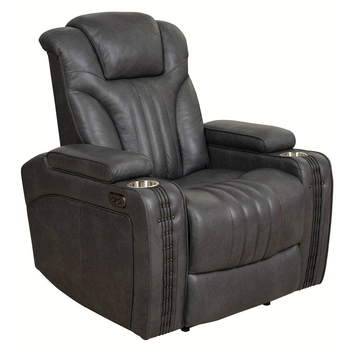Nalo Power Recliner with Cup Holders, Gunmetal Grey