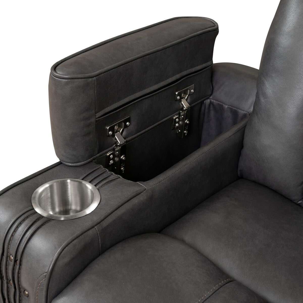 Nalo Power Recliner with Cup Holders, Gunmetal Grey