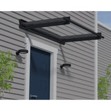 Nancy 3 ft. Gray/Clear Door and Window Fixed Awning with Siding Connector Kit