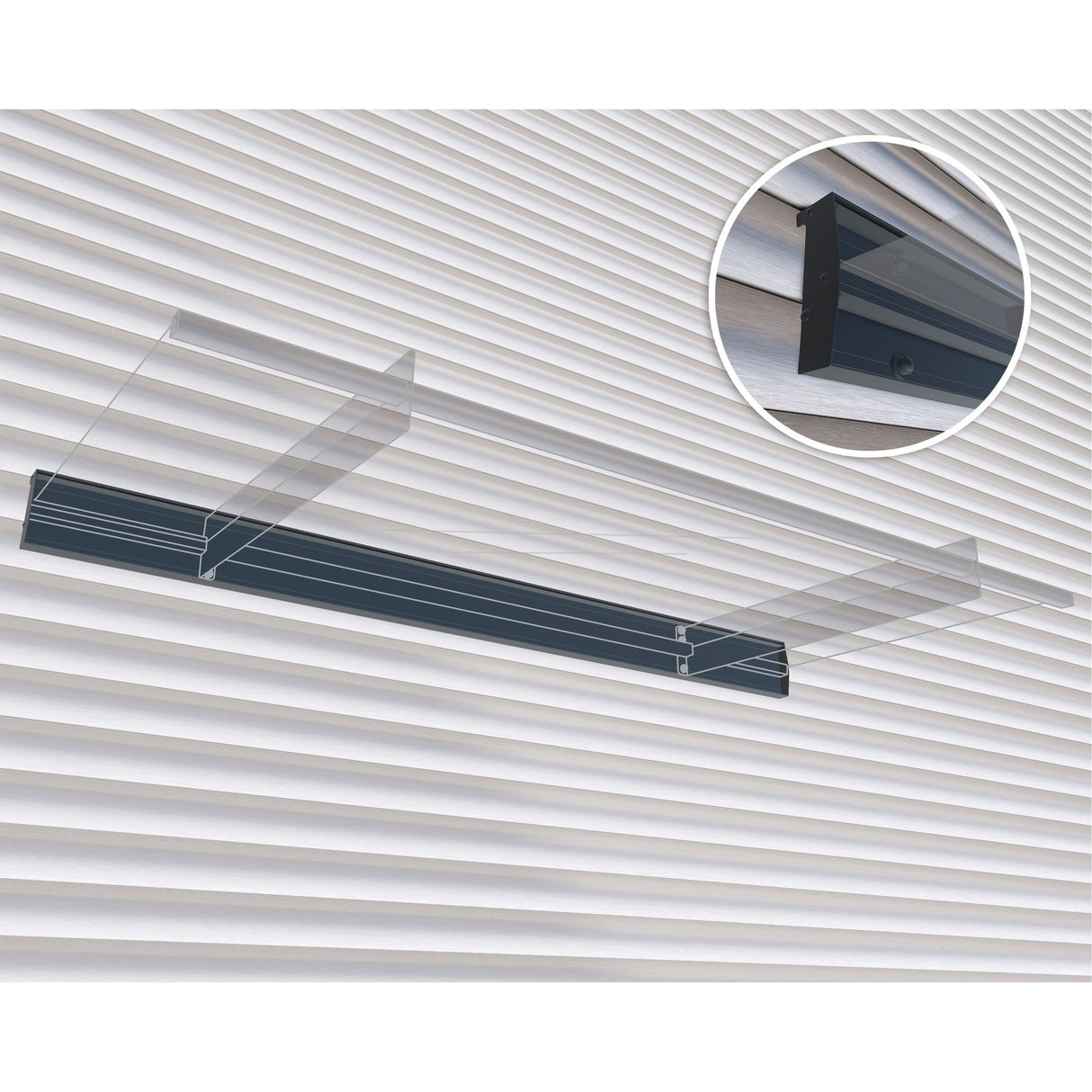 Nancy 3 ft. Gray/Clear Door and Window Fixed Awning with Siding Connector Kit
