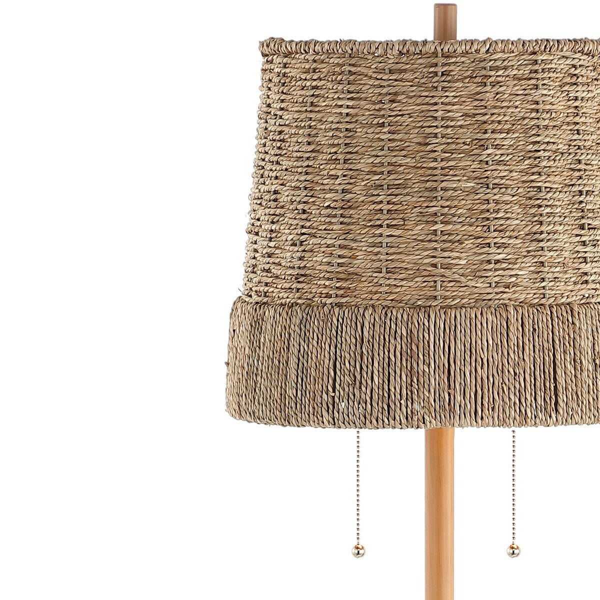 Nando 61" 2-Light Coastal Bohemian Iron/Rattan LED Floor Lamp with Pull-Chain, Brown Wood Finish by JONATHAN Y