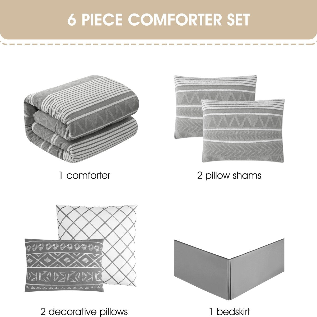 Nanshing Athena 6 Piece Contemporary Geometric Comforter Set