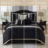Nanshing Stella Black 7-Piece Roses Design Comforter Set