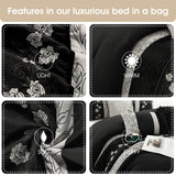 Nanshing Stella Black 7-Piece Roses Design Comforter Set