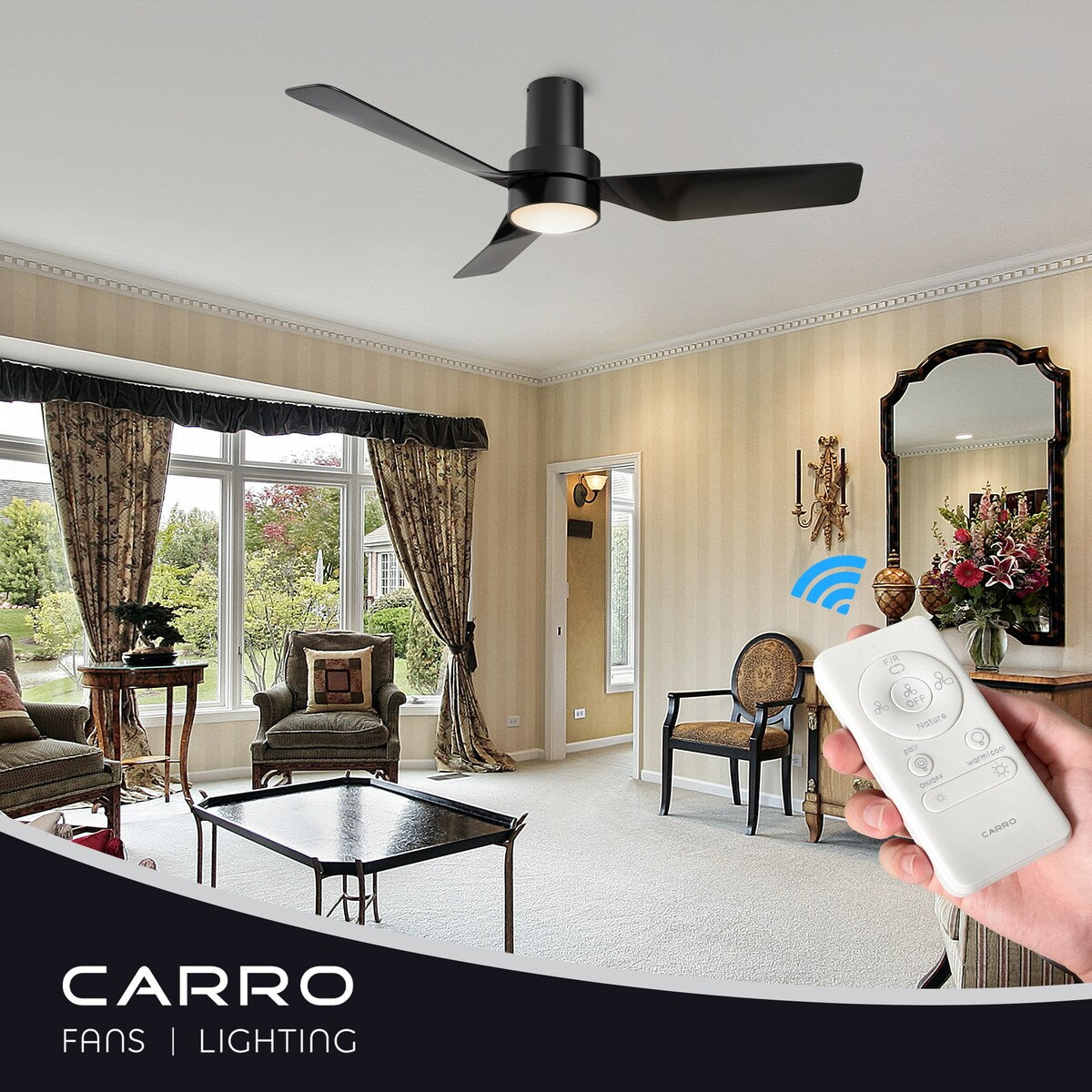 Nantes 44-inch Indoor Ceiling Fan with Remote,Dimmable LED Light Kit and Reversible DC Motor - N/A