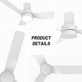 Nantes 44-inch Indoor Ceiling Fan with Remote,Dimmable LED Light Kit and Reversible DC Motor - N/A
