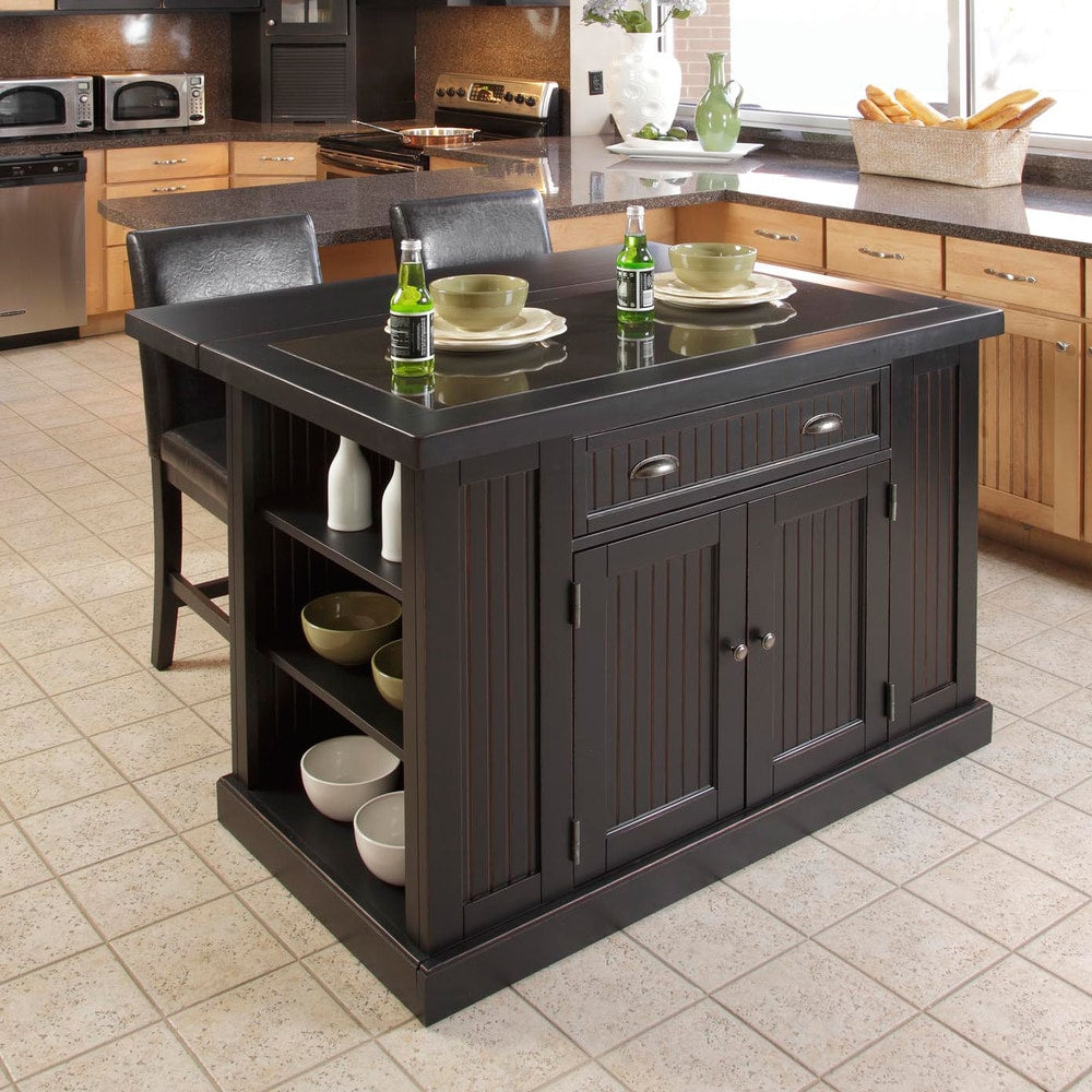 The Gray Barn Firebranch 3-pc. Distressed Black Kitchen Island Set